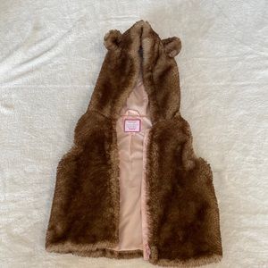 Gymboree pink lined fur vest with hood.